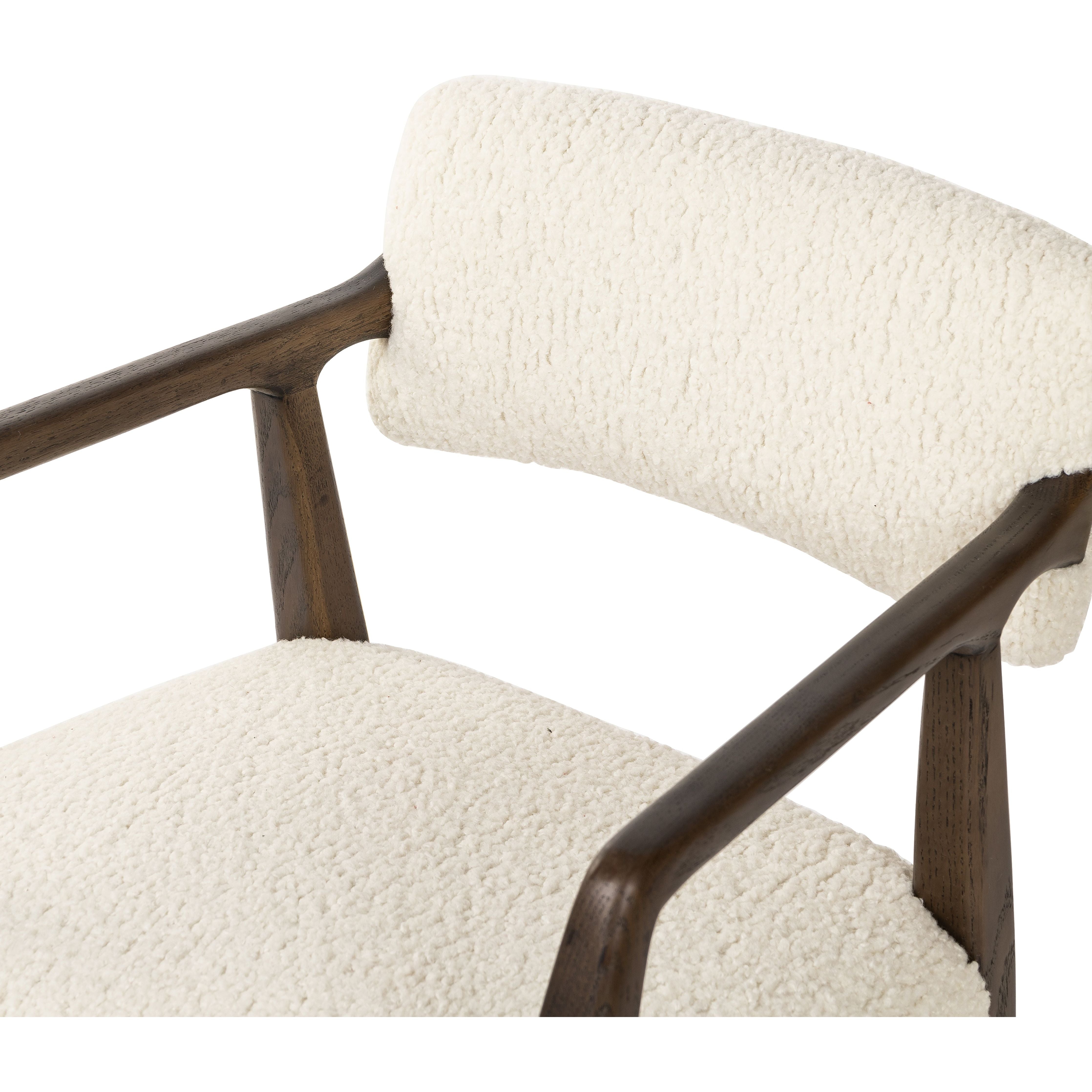 Featuring Tyler Sheepskin Natural Dining Armchair by Four Hands at Amethyst Home. An angular distressed oak frame holds a cushioned seat and back. Upholstered in a soft and subtly fluffy faux shearling.
Collection: AbbottColors: Burnt Oak ,Sheepskin NaturalMaterials: Solid Oak ,100% PolyesterOverall Dimensions: 22"W x 24"L x 30.75"H Weight: 17.2 lbsSeat Depth: 19.50"Seat Height: . Amethyst Home provides interior design, new construction, custom furniture, and area rugs in the Nashville metro area.