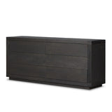 Featuring Warby Worn Black Oak 6 Drawer Dresser by Four Hands at Amethyst Home. Black-finished oak shapes a streamlined box-style dresser, with lap joint corners for a detail-driven touch.
Overall Dimensions: 18.0" L x 75.0 " W x 32.0" H
Collection: BennettColors: Worn Black Oak, Worn Black VeneerMaterials: Solid Oak, Thick Oak VeneerWeight: 308.2 lbs. Amethyst Home provides interior design, new home construction design consulting, vintage area rugs, and lighting in the Houston metro area.