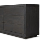 Featuring Warby Worn Black Oak 6 Drawer Dresser by Four Hands at Amethyst Home. Black-finished oak shapes a streamlined box-style dresser, with lap joint corners for a detail-driven touch.
Overall Dimensions: 18.0" L x 75.0 " W x 32.0" H
Collection: BennettColors: Worn Black Oak, Worn Black VeneerMaterials: Solid Oak, Thick Oak VeneerWeight: 308.2 lbs. Amethyst Home provides interior design, new home construction design consulting, vintage area rugs, and lighting in the Newport Beach metro area.