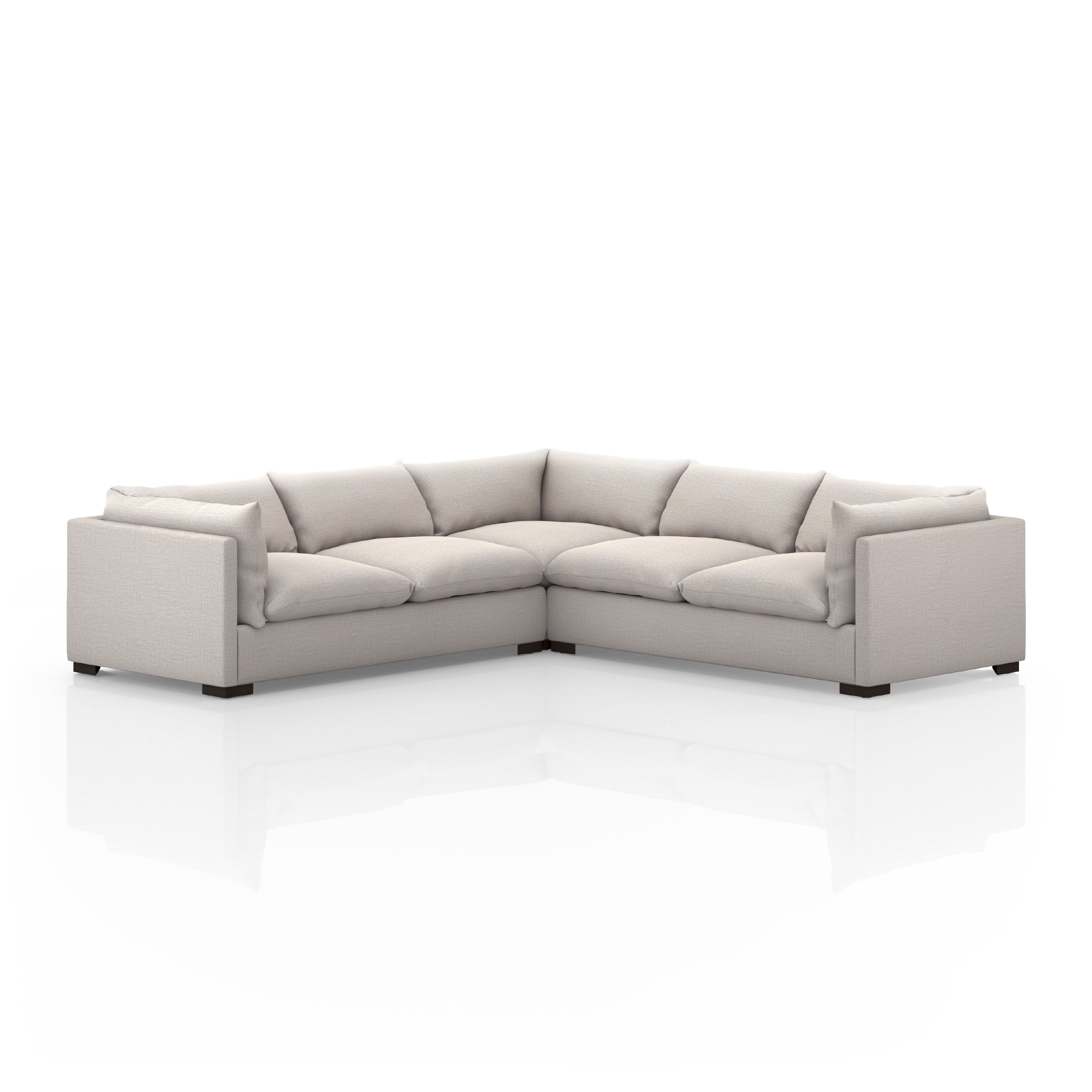 Featuring Westwood Bennett Moon 3-PC Sectional by Four Hands at Amethyst Home. Westwood Bennett Moon 3-PC Sectional's clean-lined and simply styled, high-performance fabric places a family-friendly twist on the quintessential sectional. A wooden base keeps things classy while casual. Various configuration options offer flexibility in any size space. Perform. Amethyst Home provides interior design, new home construction design consulting, vintage area rugs, and lighting in the Nashville metro area.