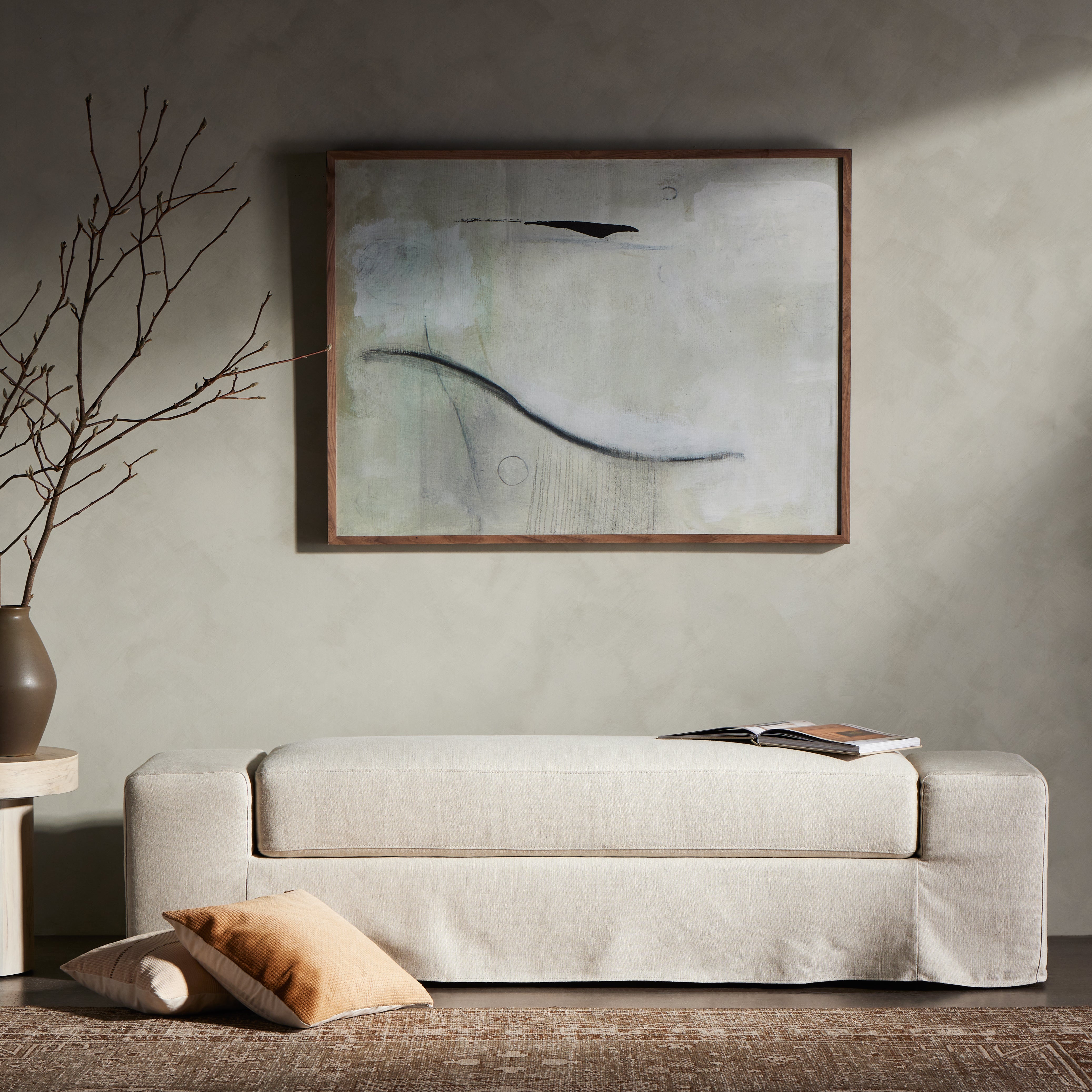 Featuring Wide Arm Natural Slipcover Accent Bench by Four Hands at Amethyst Home. Bold dimensions define this monolithic accent bench. Durable and soft to the touch, Libeco™-sourced linens are artisan-made and free of toxic chemicals. Slipcovered styles are fully removable and machine-washable for easy care.Overall Dimensions: 78.50"W x 20"L x 20"HColors: B. Amethyst Home provides interior design, new home construction design consulting, vintage area rugs, and lighting in the Calabasas metro area.