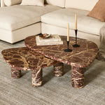 Featuring Zion Merlot Marble Coffee Table Set by Four Hands at Amethyst Home. Made from solid marble with visible natural veining, turned pillar-style legs complement organically shaped tabletops, perfectly sized for nesting. Option to buy tables individually or together as a two-piece set.
Collection: RockwellColors: Merlot MarbleMaterials: Solid MarbleOverall Dimensions: 48"W. Amethyst Home provides interior design, new construction, custom furniture, and area rugs in the Kansas City metro area.