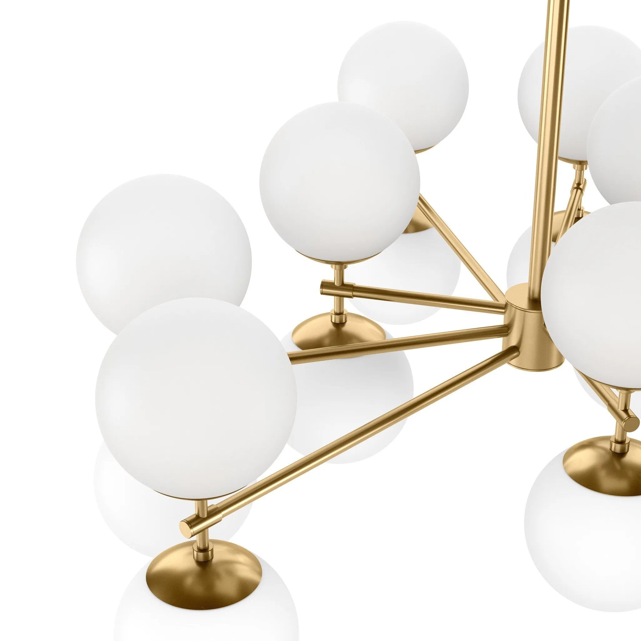 Featuring Zodiac Burnished Brass Chandelier by Four Hands at Amethyst Home. Matte glass spheres seem to extend and reach across smooth brass rods. Each globe is individually blown, shaped and sculpted by hand through a one-hour process. Matte glass is specially manufactured to evenly diffuse light. Brass and glass are 98% recyclable. Designed and sustainab. Amethyst Home provides interior design, new home construction design consulting, vintage area rugs, and lighting in the Alpharetta metro area.