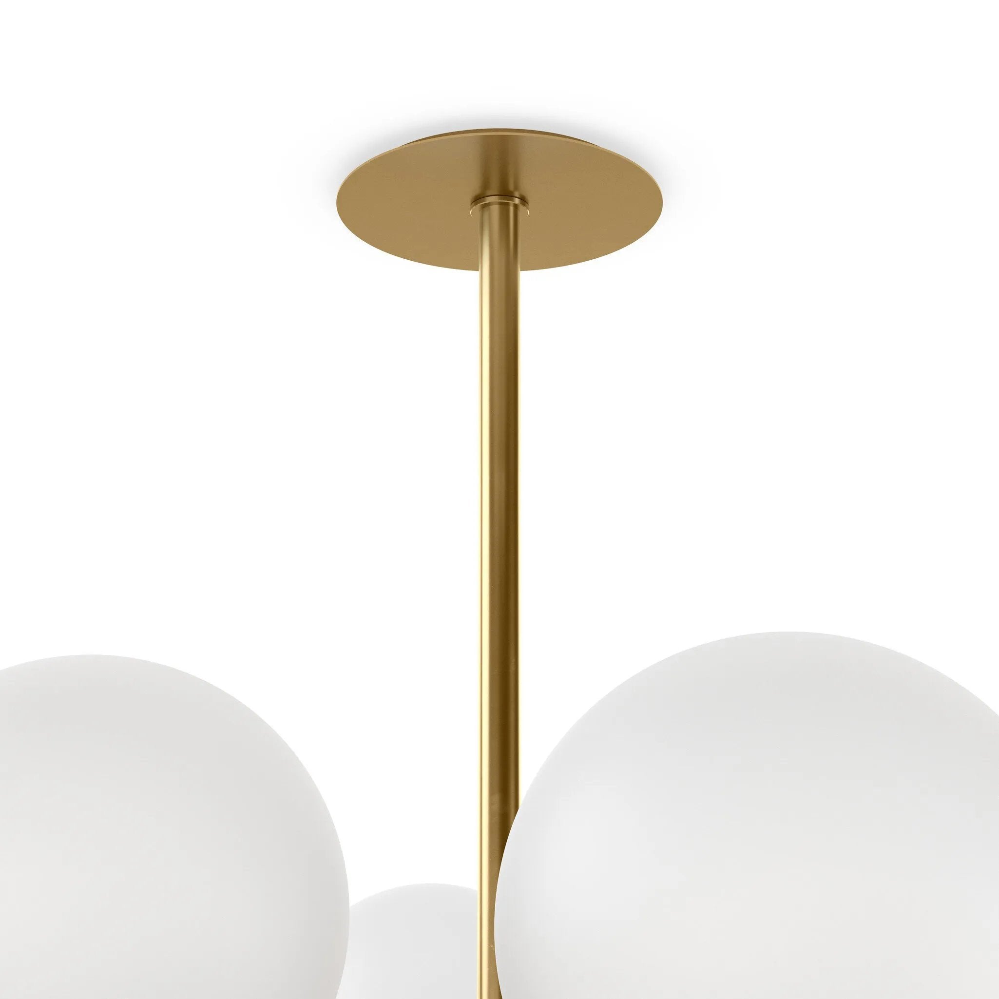 Featuring Zodiac Burnished Brass Chandelier by Four Hands at Amethyst Home. Matte glass spheres seem to extend and reach across smooth brass rods. Each globe is individually blown, shaped and sculpted by hand through a one-hour process. Matte glass is specially manufactured to evenly diffuse light. Brass and glass are 98% recyclable. Designed and susta. Amethyst Home provides interior design, new home construction design consulting, vintage area rugs, and lighting in the Salt Lake City metro area.