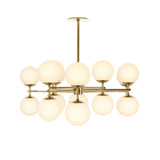 Featuring Zodiac Burnished Brass Chandelier by Four Hands at Amethyst Home. Matte glass spheres seem to extend and reach across smooth brass rods. Each globe is individually blown, shaped and sculpted by hand through a one-hour process. Matte glass is specially manufactured to evenly diffuse light. Brass and glass are 98% recyclable. Designed and sustainably cr. Amethyst Home provides interior design, new home construction design consulting, vintage area rugs, and lighting in the Tampa metro area.