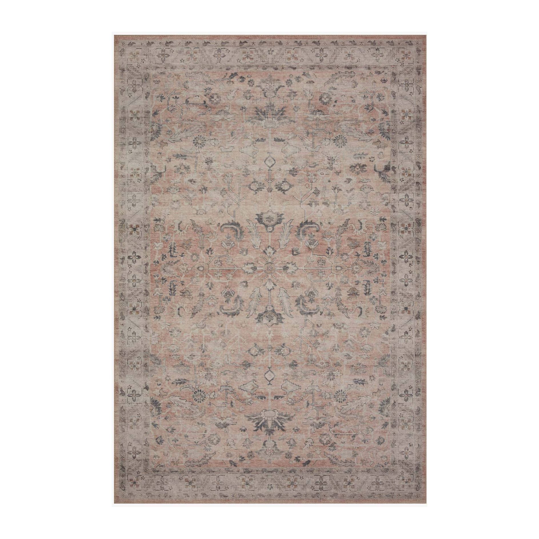Featuring Hathaway Blush/Multi Rug by Loloi at Amethyst Home. Featuring soft motifs in a carefully curated color palate of blush, pink, ivory, and hints of grey, the Hathaway Blush / Multi area rug captures the essence of one-of-a-kind vintage or antique area rug at an attractive price.
This rug is ideal for high traffic areas due to the rug's power-loome.  Amethyst Home provides interior design, new home construction design consulting, vintage area rugs, and lighting in the Des Moines metro area.