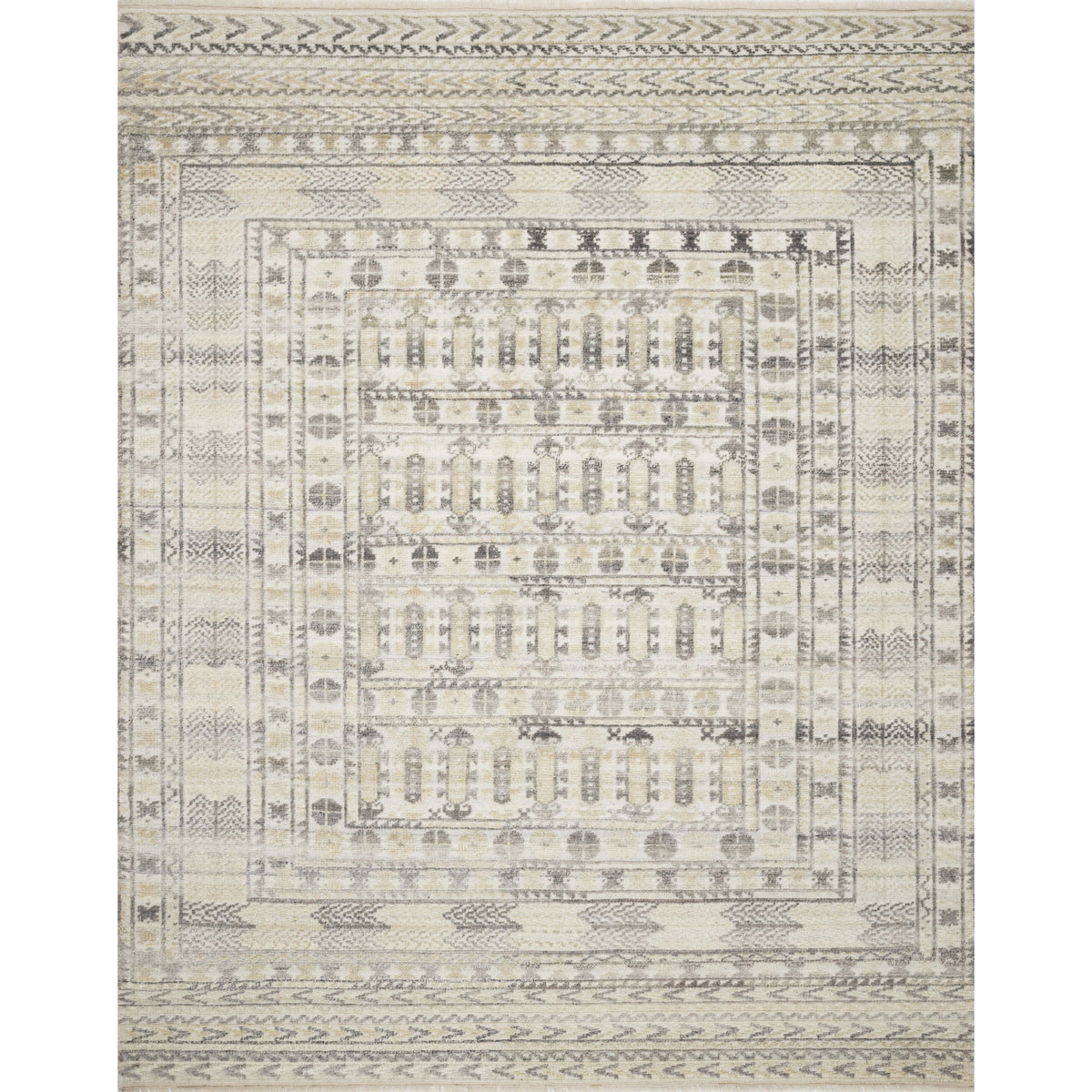 Tapis noué à la main Idris ivoire/taupe