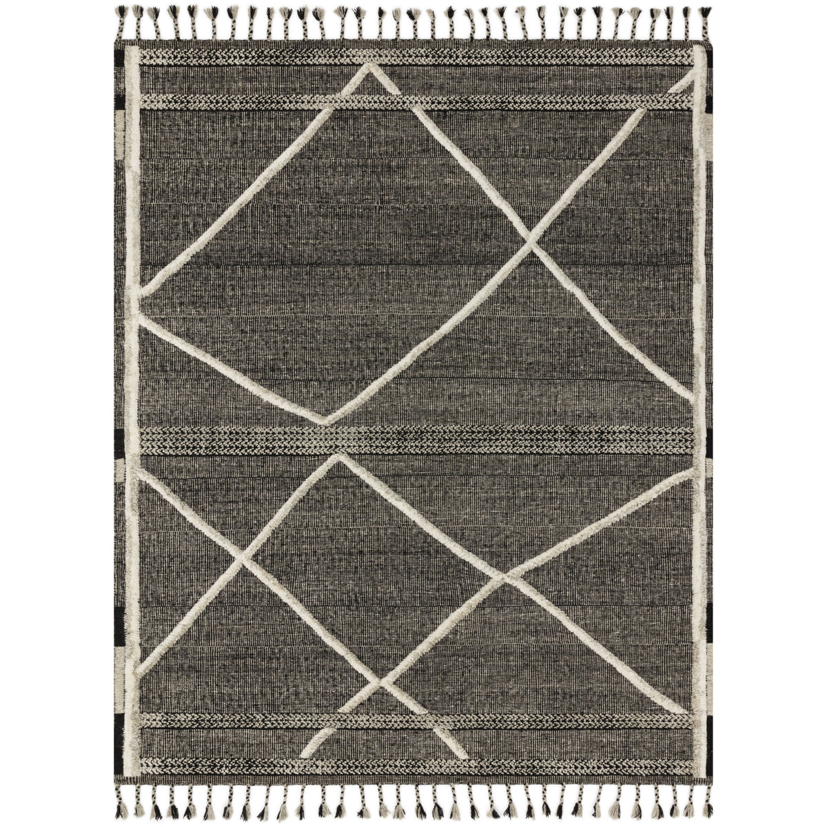 Iman Beige/Charcoal Hand-Knotted Rug