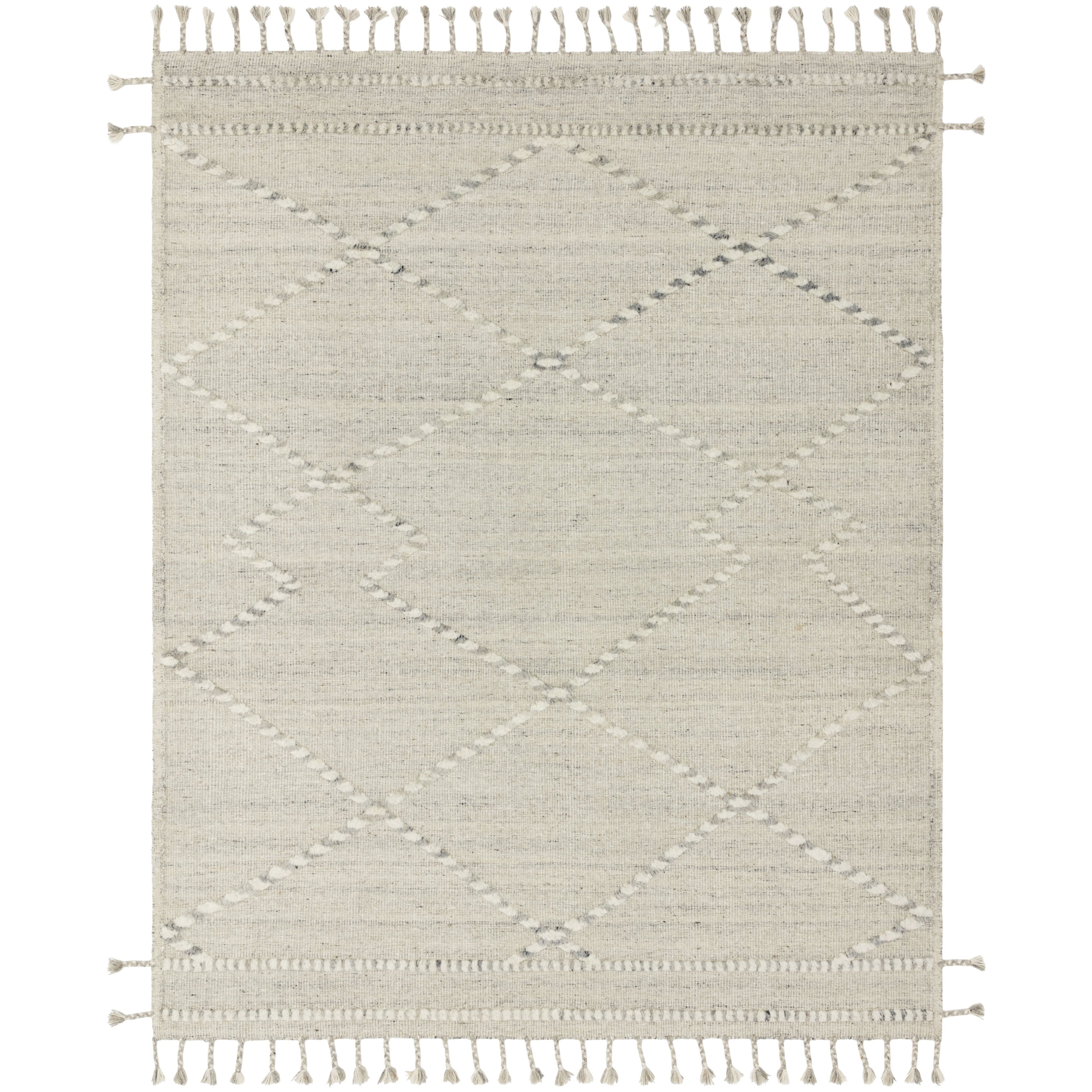 Featuring Iman Ivory / Light Grey Hand-Knotted Rug by Loloi at Amethyst Home. A new take on Moroccan style rugs, theIman Ivory/Light Grey Area Rug is hand knotted of wool and cotton by skilled artisans in India. The surface features linear and braided details, creating tonal variations that make each piece unique. Plus, each design is finished with playful fr.  Amethyst Home provides interior design, new home construction design consulting, vintage area rugs, and lighting in the Dallas metro area.