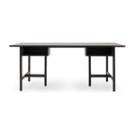 A beautiful, fumed black desk made by Verellen. The Isola Desk is made from gorgeous ash wood with stylish open storage. The desk adds sophistication and a minimal approach to work and play. Made entirely from solid wood -- no veneer needed. Amethyst Home provides interior design, new home construction design consulting, vintage area rugs, and lighting in the Newport Beach metro area.