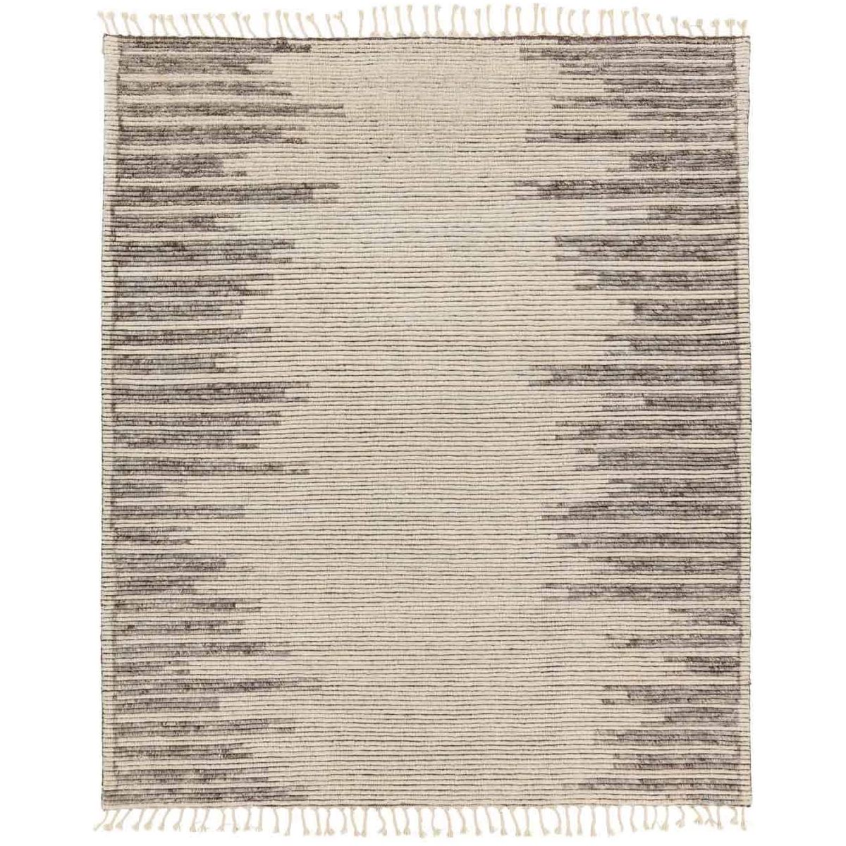 Featuring Alpine Patra Hand-Knotted Rug by Jaipur Living at Amethyst Home. Inspired by textiles from the Tullu region in Morocco, the Patra area rug showcases a linear design in neutral shades of cream, taupe, brown, and gray. This high-piled accent lends warmth and comfort to any space with durable wool hand-knotted onto a cotton foundation. Braided fring. Amethyst Home provides interior design, new home construction design consulting, vintage area rugs, and lighting in the Washington metro area.