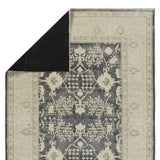 Featuring Boheme Pia Rug by Jaipur Living at Amethyst Home. The Boheme Pia Rug brings vintage inspiration to life with ornate, worldly designs and a timeless distress effect. The Pia area rug boasts a Persian-inspired center medallion, short fringe and detail-rich border in a navy, cream, gray, and pastel green colorway. This zero-pile rug is printed on cotton, polyester, and soft chenill. Amethyst Home provides interior design services, furniture, rugs, and lighting in the Kansas City metro area.