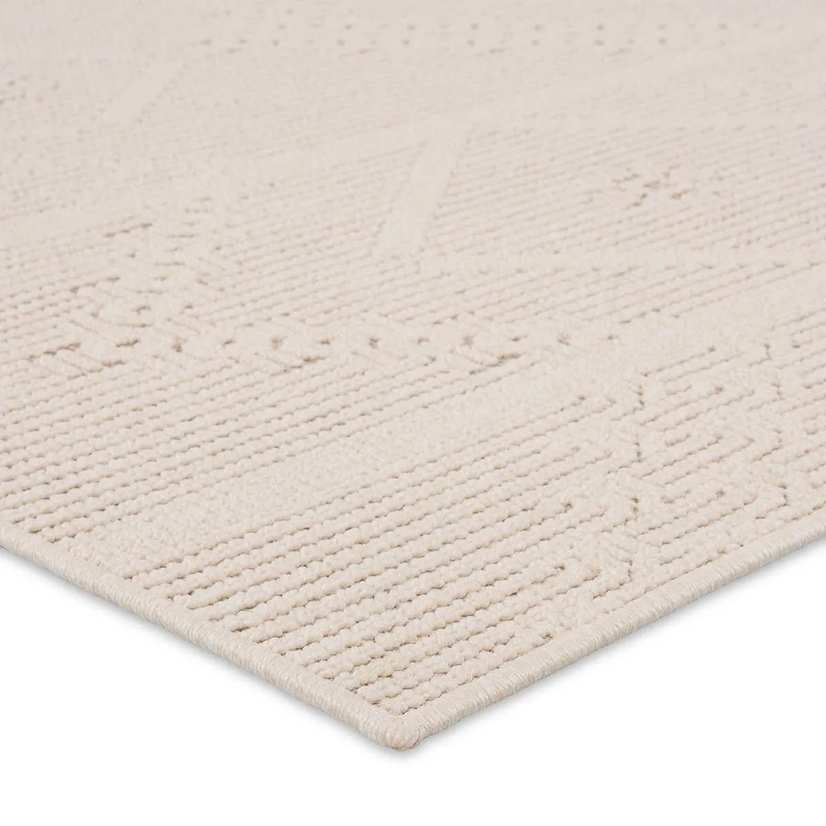 Featuring Continuum Cardinal Rug by Jaipur Living at Amethyst Home. The Continuum collection brings the classic sisal look to outdoor spaces and high-traffic indoor areas. The soft Axiom design features an abstract, geometric pattern with cream high-low pile for added dimension. The polypropylene fibers are stain and water resistant for an easy-care accent . Amethyst Home provides interior design, new home construction design consulting, vintage area rugs, and lighting in the Calabasas metro area.