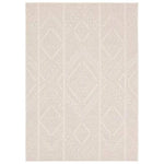 Featuring Continuum Cardinal Rug by Jaipur Living at Amethyst Home. The Continuum collection brings the classic sisal look to outdoor spaces and high-traffic indoor areas. The soft Axiom design features an abstract, geometric pattern with cream high-low pile for added dimension. The polypropylene fibers are stain and water resistant for an easy-care accent pi. Amethyst Home provides interior design, new home construction design consulting, vintage area rugs, and lighting in the Houston metro area.