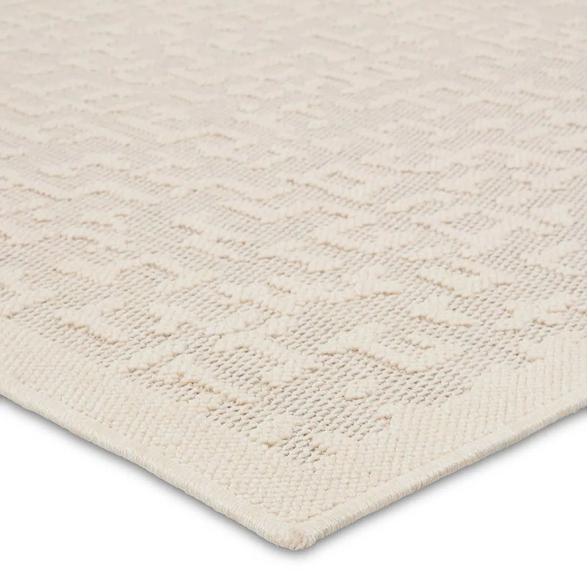 Featuring Continuum Axiom Rug by Jaipur Living at Amethyst Home. The Continuum collection brings the classic sisal look to outdoor spaces and high-traffic indoor areas. The soft Axiom design features an abstract, geometric pattern with cream high-low pile for added dimension. The polypropylene fibers are stain and water resistant for an easy-care accent p. Amethyst Home provides interior design, new home construction design consulting, vintage area rugs, and lighting in the Kansas City metro area.