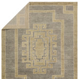 Featuring Cyprus Gray Kyrenia Hand-Knotted Rug by Jaipur Living at Amethyst Home. The hand-knotted Cyprus collection showcases a modern representation of vintage Kars designs with clean-lined geometric details and fresh colorways. The gray, sage, and cream Kyrenia design delights with an antique medallion pattern and a similarly styled border. Low pile and naturally stain resista. Amethyst Home provides interior design, new construction, custom furniture, and area rugs in the Calabasas metro area.