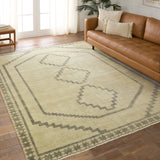 Featuring Cyprus Green Paphos Hand-Knotted Rug by Jaipur Living at Amethyst Home. The hand-knotted Cyprus collection showcases a modern representation of vintage Kars designs with clean-lined geometric details and fresh colorways. The dark and light green Paphos design delights with a minimalistic medallion pattern and a similarly styled border. Low pile and naturally stain resistan. Amethyst Home provides interior design, new construction, custom furniture, and area rugs in the Boston metro area.