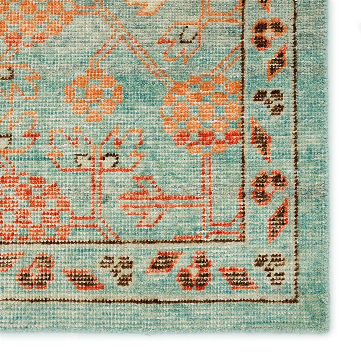 Featuring Eden Anemone Hand-Knotted Rug by Jaipur Living at Amethyst Home. The Eden Anemone pairs fresh, vibrant colors with provincial Persian motifs for the perfect blend of new and time-honored. This hand-knotted wool rug features a hand-sheared quality that lends the design a perfectly vintage and a lovingly worn look. The vibrant tones of the Anemone ru. Amethyst Home provides interior design, new home construction design consulting, vintage area rugs, and lighting in the Portland metro area.