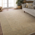 Featuring Eloquent Verity Natural Hand-Knotted Rug by Jaipur Living at Amethyst Home. The Eloquent collection emanates traditional elegance, lending a soft and serene look to transitional homes. The Verity area rug features a faded Oushak design in muted cream, light sage, and gray tones. This hand-knotted wool and viscose rug grounds living spaces with a classic, earthy look. Craf. Amethyst Home provides interior design, new construction, custom furniture, and area rugs in the Seattle metro area.