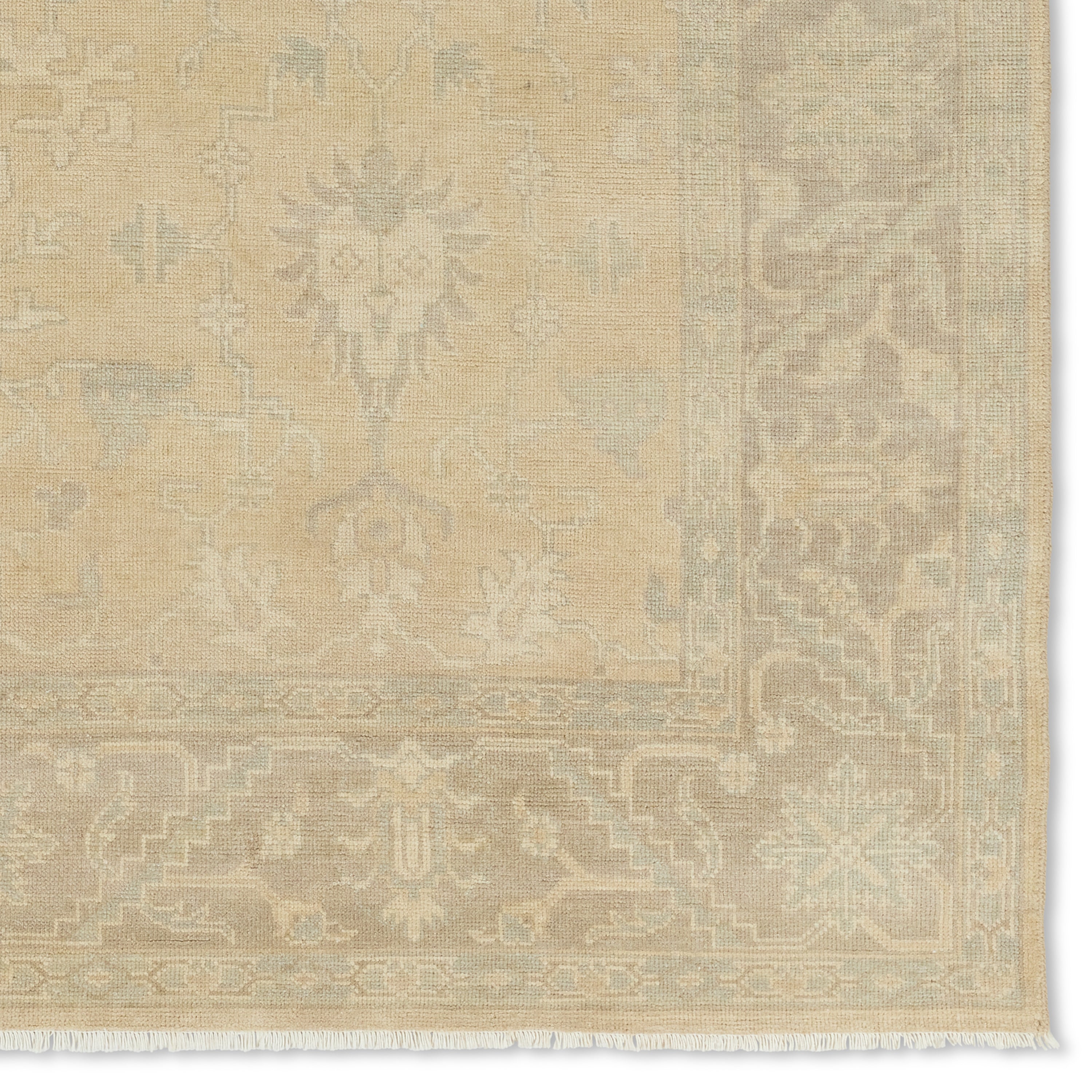 Featuring Eloquent Cream Verity Hand-Knotted Rug by Jaipur Living at Amethyst Home. The Eloquent collection emanates traditional elegance, lending a soft and serene look to transitional homes. The Verity area rug features a faded Oushak design cream, gray, and light sage tones. This hand-knotted wool and viscose rug grounds living spaces with a classic, earthy look. Crafted of durabl. Amethyst Home provides interior design, new construction, custom furniture, and area rugs in the Omaha metro area.