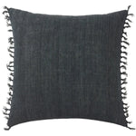 Featuring Jemina Dark Slate Pillow by Jaipur Living at Amethyst Home. The Jemina Dark Slate Pillow boasts an assortment of relaxed linen designs with rustic-style knotted tassels lining the sides. The comfortable Majere throw pillow delights with a bold navy hue and subtle bohemian vibe that perfectly accents sofas, chairs, and beds alike. This casual yet sophisticated pillow thrives in i. Amethyst Home provides interior design services, furniture, rugs, and lighting in the Kansas City metro area.