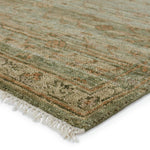 Featuring Jinsen Augusta Hand-Knotted Rug by Jaipur Living at Amethyst Home. The hand-knotted Jinsen Augusta features a fresh incarnation of the vintage Turkish textile look. Classic in pattern and modern in color, the Augusta rug boasts a beautiful palette of green, burnished gold, and hints of taupe featuring distinct dye-lot details and subtle fringe. This a. Amethyst Home provides interior design, new home construction design consulting, vintage area rugs, and lighting in the Miami metro area.