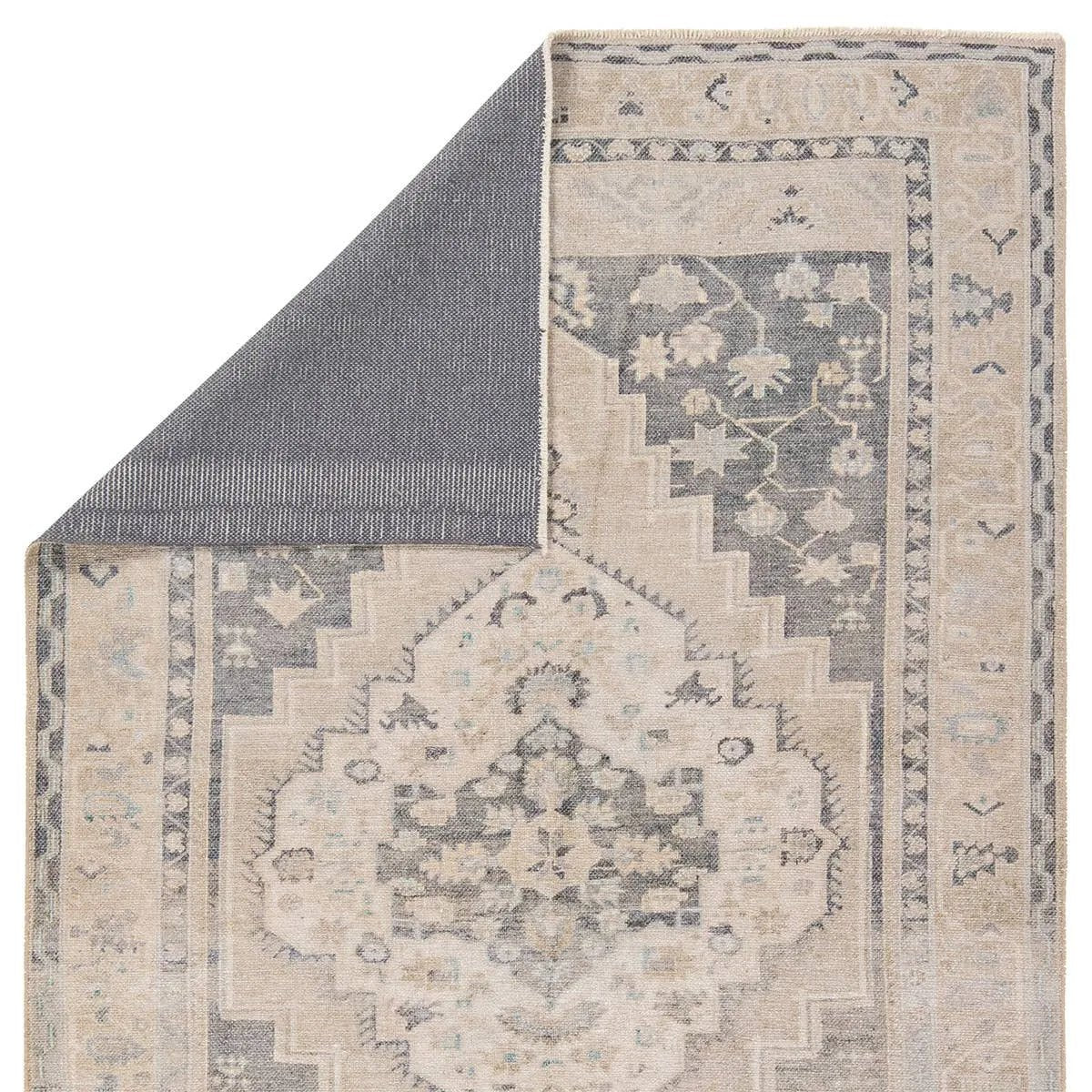 Featuring Lumal Pasain Rug by Jaipur Living at Amethyst Home. Distressed, vintage designs offer an elevated tone for the Lumal Collection. The Pasin rug features an updated traditional inspired medallion and multiple floral borders in tones of navy, light green, cream, gray, and tan. This machine washable rug is stain resistant and easy to clean, perfect f. Amethyst Home provides interior design, new home construction design consulting, vintage area rugs, and lighting in the Scottsdale metro area.
