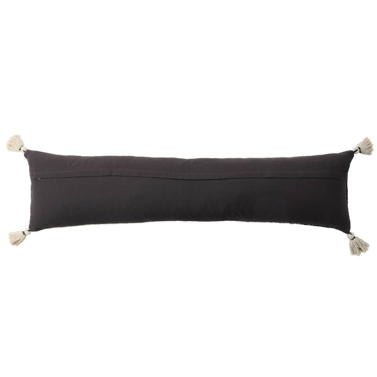 Featuring Mercado Sabir Pillow by Jaipur Living at Amethyst Home. The Mercado pillow Sabir marries bohemian charm and irresistible texture. The Sabir lumbar pillow offers a warm and cozy accent to modern spaces with a versatile, striped design and bohemian-style corner tassels. Crafted of soft cotton, this plush accent's light gray, white, and black heathered. Amethyst Home provides interior design, new home construction design consulting, vintage area rugs, and lighting in the Houston metro area.