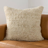 Featuring Montane Jardine Pillow by Jaipur Living at Amethyst Home. The hand-knotted Montane Jardine imbues spaces with modern Moroccan vibes and high-quality craftsmanship. This richly textured assortment of pillows features premium wool and silk blended fibers and an exceptional Persian knot quality. The shag Jardine pillow delights in a cozy cream colorway,. Amethyst Home provides interior design, new home construction design consulting, vintage area rugs, and lighting in the Austin metro area.