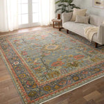 Featuring Novalie Elwood Hand Knotted Rug by Jaipur Living at Amethyst Home. A bold colorway, high knot-count, and intricate designs define the handcrafted Novalie collection. The Elwood design features a medallion with sprawling florals and an intricate border. The blue, pink, green, gold, and gray colors provide visual intrigue and an updated traditional . Amethyst Home provides interior design, new home construction design consulting, vintage area rugs, and lighting in the San Diego metro area.