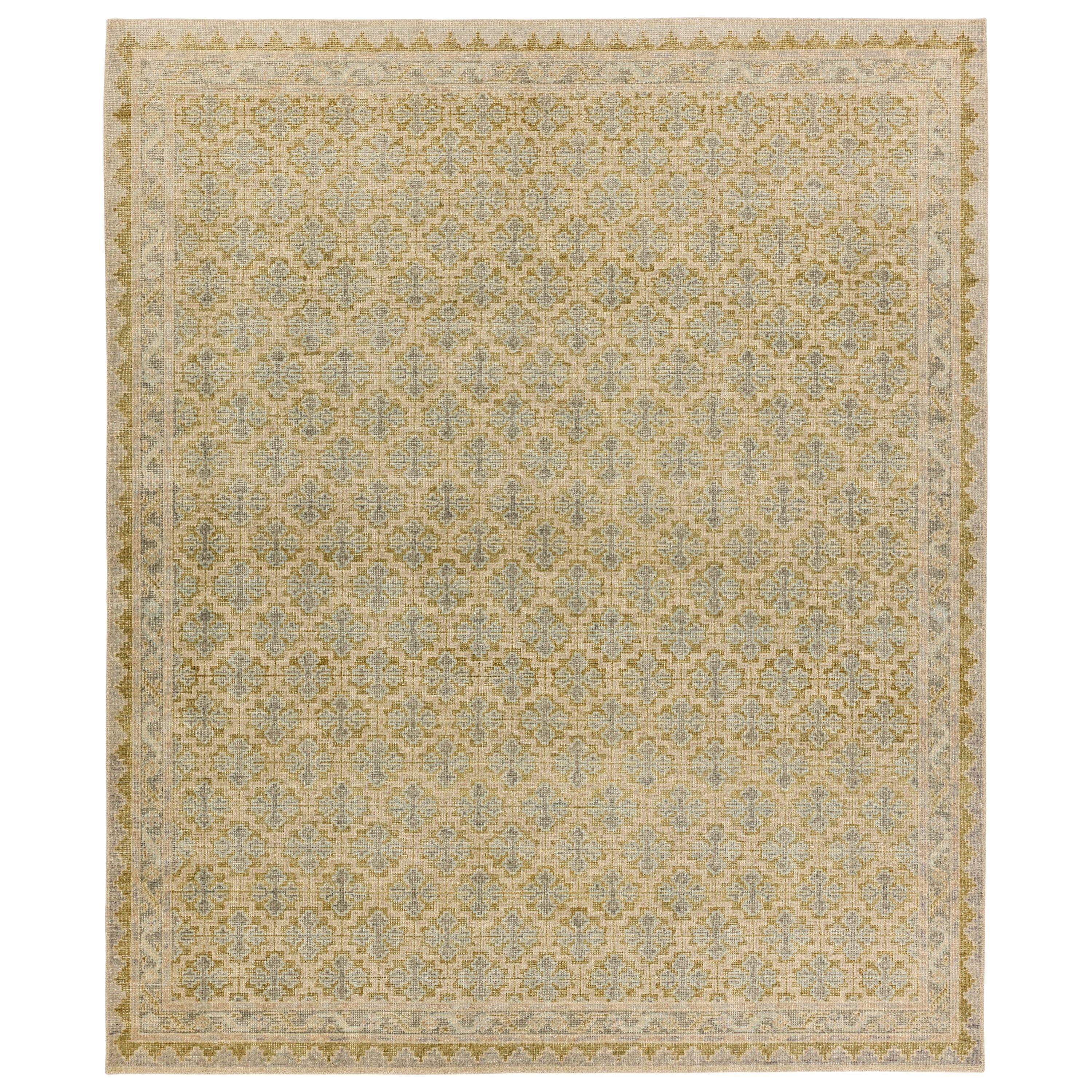 Featuring Onessa Mildred Hand-Knotted Rug by Jaipur Living at Amethyst Home. The Onessa collection marries traditional motifs with soft, subdued colorways for the perfect blend of fresh and time-honored style. These hand-knotted wool rugs feature a hand-sheared quality that lends the design a coveted vintage impression. The Mildred rug features a tile and mini-medallion patter. Amethyst Home provides interior design, new construction, custom furniture, and area rugs in the Laguna Beach metro area.