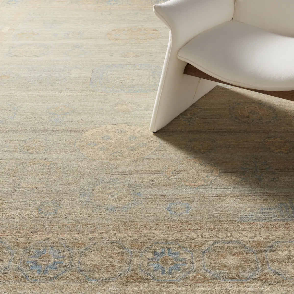 Featuring Orenda Cerelia Hand-Knotted Rug by Jaipur Living at Amethyst Home. The Orenda collection features heirloom-quality designs of muted and uniquely updated Old World patterns. The Cerelia area rug boasts a beautifully washed medallion motif with ornate and fine-lined details. The light taupe tone is accented with cool blue, warm beige, and light gray hues for added depth and intrigue. . Amethyst Home provides interior design services, furniture, rugs, and lighting in the Seattle metro area.