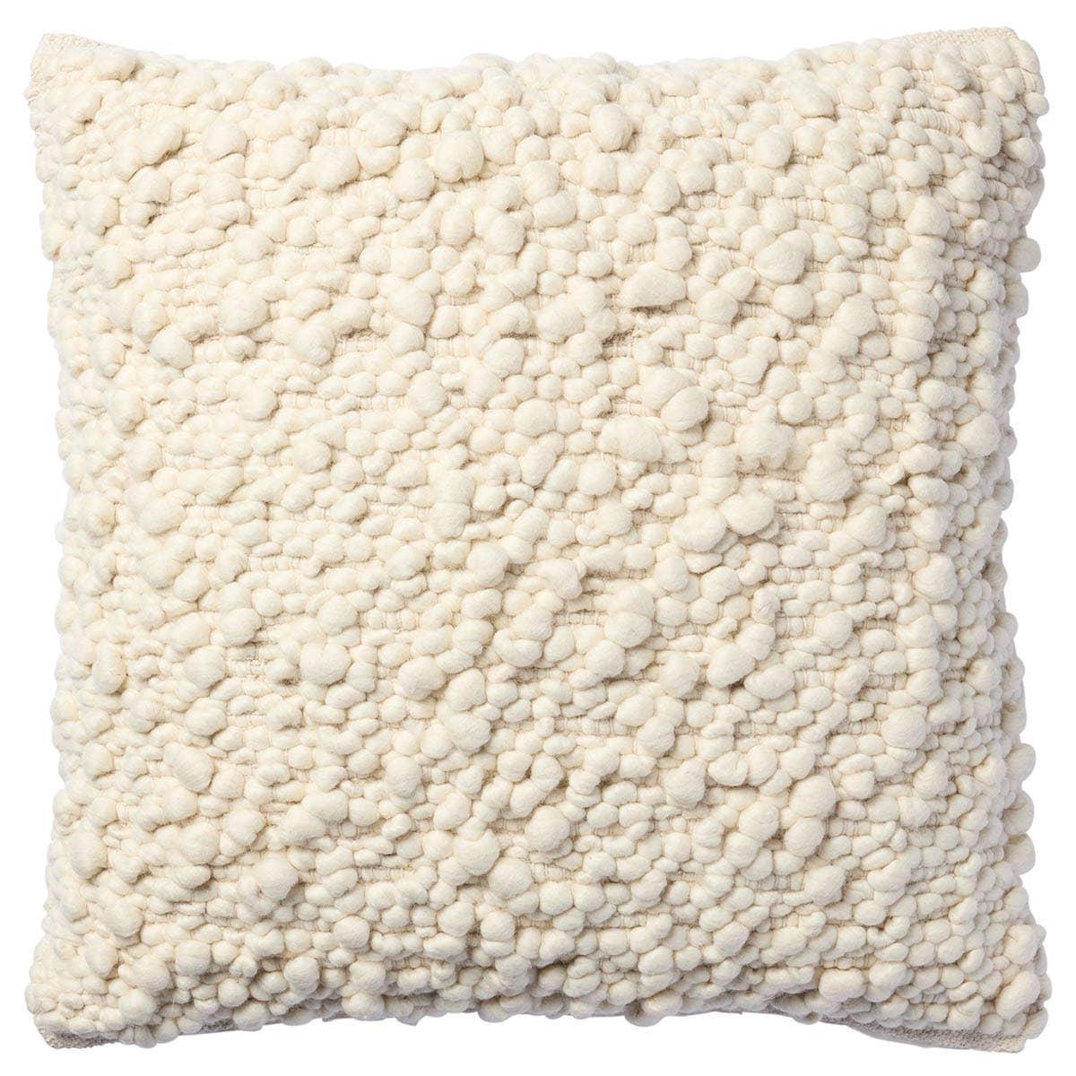 Featuring Origins Freya Pillow by Jaipur Living at Amethyst Home. The textural finish of the Freya pillow is inspired by grape agate, a rare mineral found in Mamuju, a small area of Indonesia. Handcrafted of 100% cream wool, this throw pillow perfectly accents modern indoor spaces.Indoor Pillow100% WoolFRE02 Origins FreyaSpot clean only.. Amethyst Home provides interior design, new home construction design consulting, vintage area rugs, and lighting in the Dallas metro area.