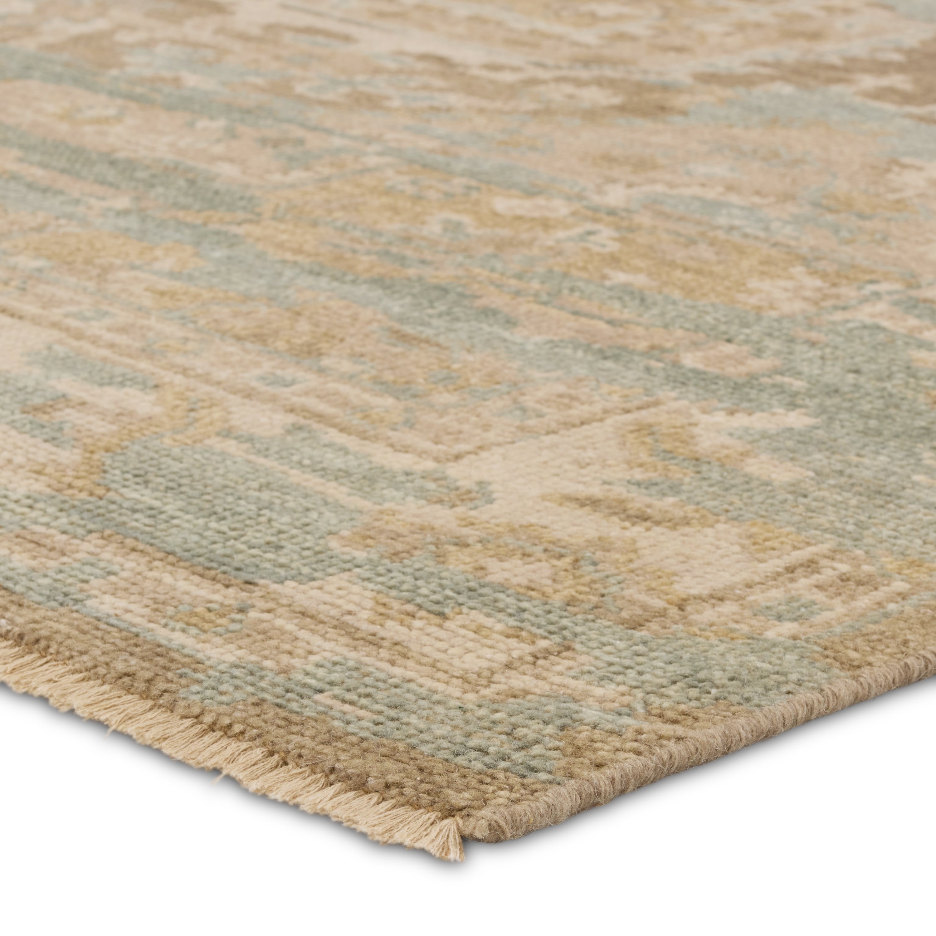 Featuring Rhapsody Cadenza Hand-Knotted Rug by Jaipur Living at Amethyst Home. The Rhapsody collection features heirloom-quality designs of stunningly abrashed Old World patterns. The Cadenza area rug boasts a beautifully distressed medallion motif with a decorative border. The khaki tones are accented with slate, beige, cream, and taupe hues for added depth and intrigue. This dur. Amethyst Home provides interior design, new construction, custom furniture, and area rugs in the Monterey metro area.