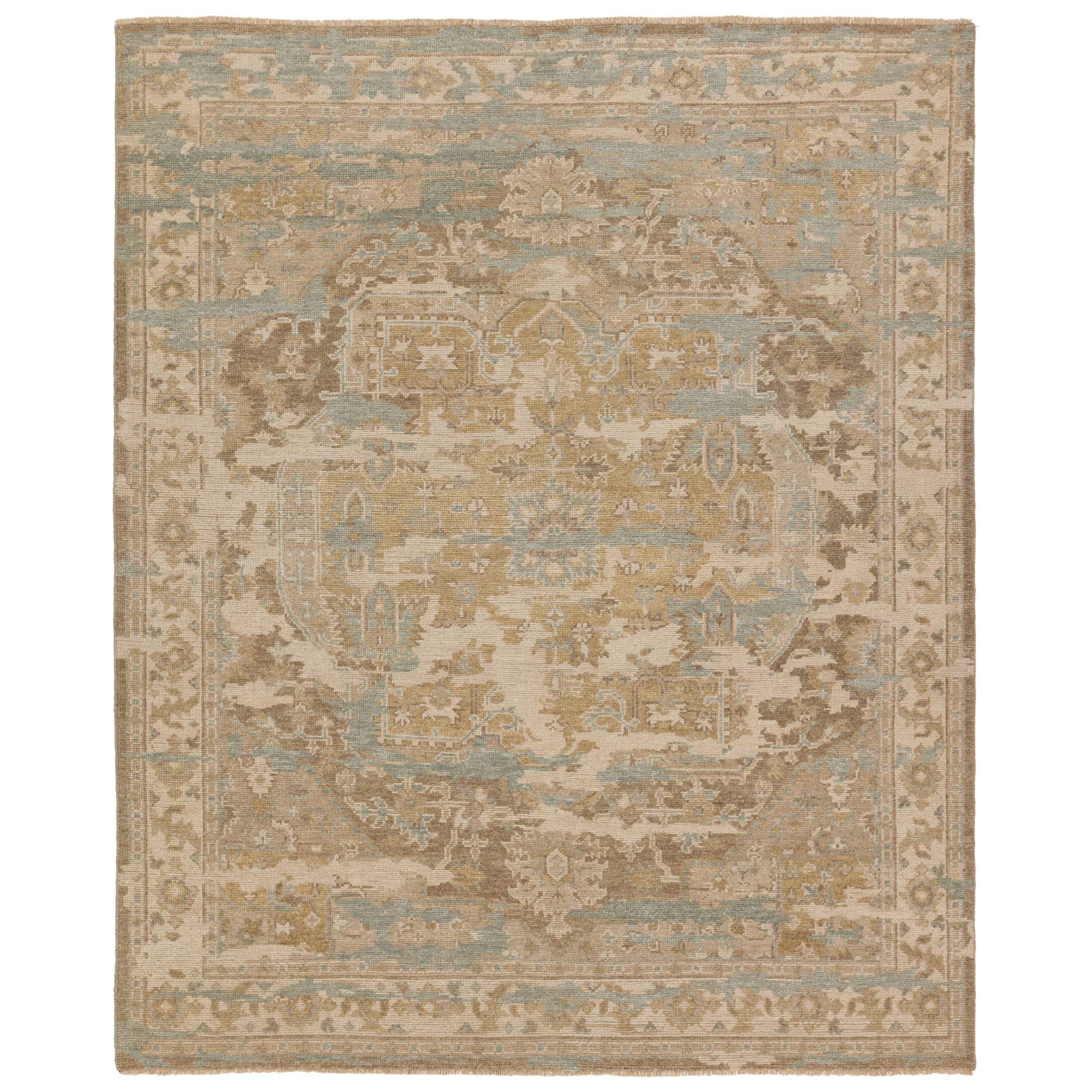 Featuring Rhapsody Cadenza Hand-Knotted Rug by Jaipur Living at Amethyst Home. The Rhapsody collection features heirloom-quality designs of stunningly abrashed Old World patterns. The Cadenza area rug boasts a beautifully distressed medallion motif with a decorative border. The khaki tones are accented with slate, beige, cream, and taupe hues for added depth and intrigue. This durabl. Amethyst Home provides interior design, new construction, custom furniture, and area rugs in the Tampa metro area.
