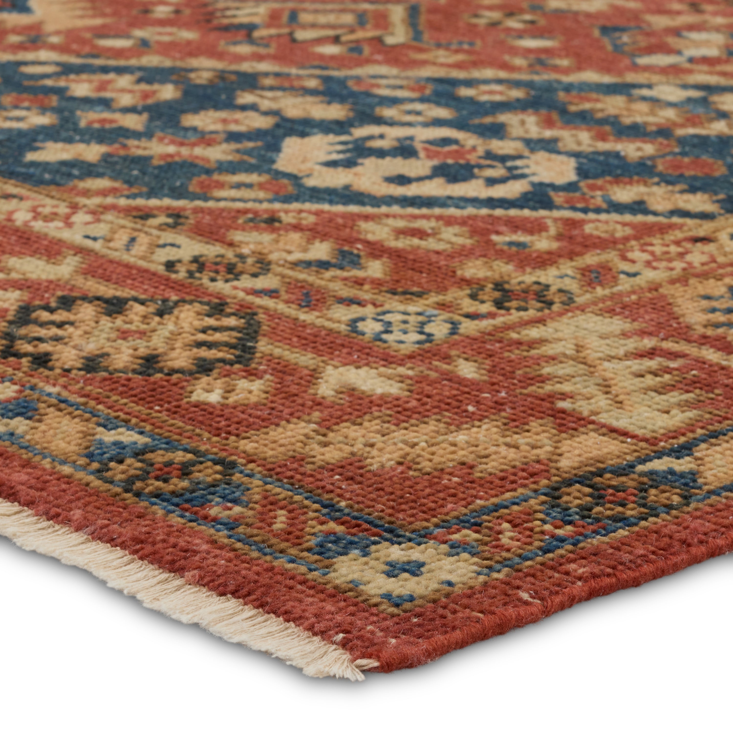 Featuring Rhapsody Lucius Hand-Knotted Rug by Jaipur Living at Amethyst Home. The Rhapsody collection features heirloom-quality designs of stunningly abrashed Old World patterns. The Lucius area rug boasts a beautifully washed center-medallion with a decorative border. The red tones are accented with blue, black, cream, orange, and brown hues for added depth and intrigue. This d. Amethyst Home provides interior design, new construction, custom furniture, and area rugs in the Scottsdale metro area.