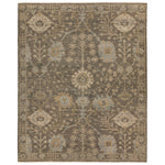 Featuring Rhapsody Gray Maeli Hand-Knotted Rug by Jaipur Living at Amethyst Home. The Rhapsody collection features heirloom-quality designs of stunningly abrashed Old World patterns. The Maeli area rug boasts a beautifully washed Oushak motif with a decorative border. The gray tones are accented with cream, black, brown, and green hues for added depth and intrigue. This durable w. Amethyst Home provides interior design, new construction, custom furniture, and area rugs in the Nashville metro area.