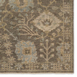 Featuring Rhapsody Gray Maeli Hand-Knotted Rug by Jaipur Living at Amethyst Home. The Rhapsody collection features heirloom-quality designs of stunningly abrashed Old World patterns. The Maeli area rug boasts a beautifully washed Oushak motif with a decorative border. The gray tones are accented with cream, black, brown, and green hues for added depth and intrigue. This durab. Amethyst Home provides interior design, new construction, custom furniture, and area rugs in the Winter Garden metro area.