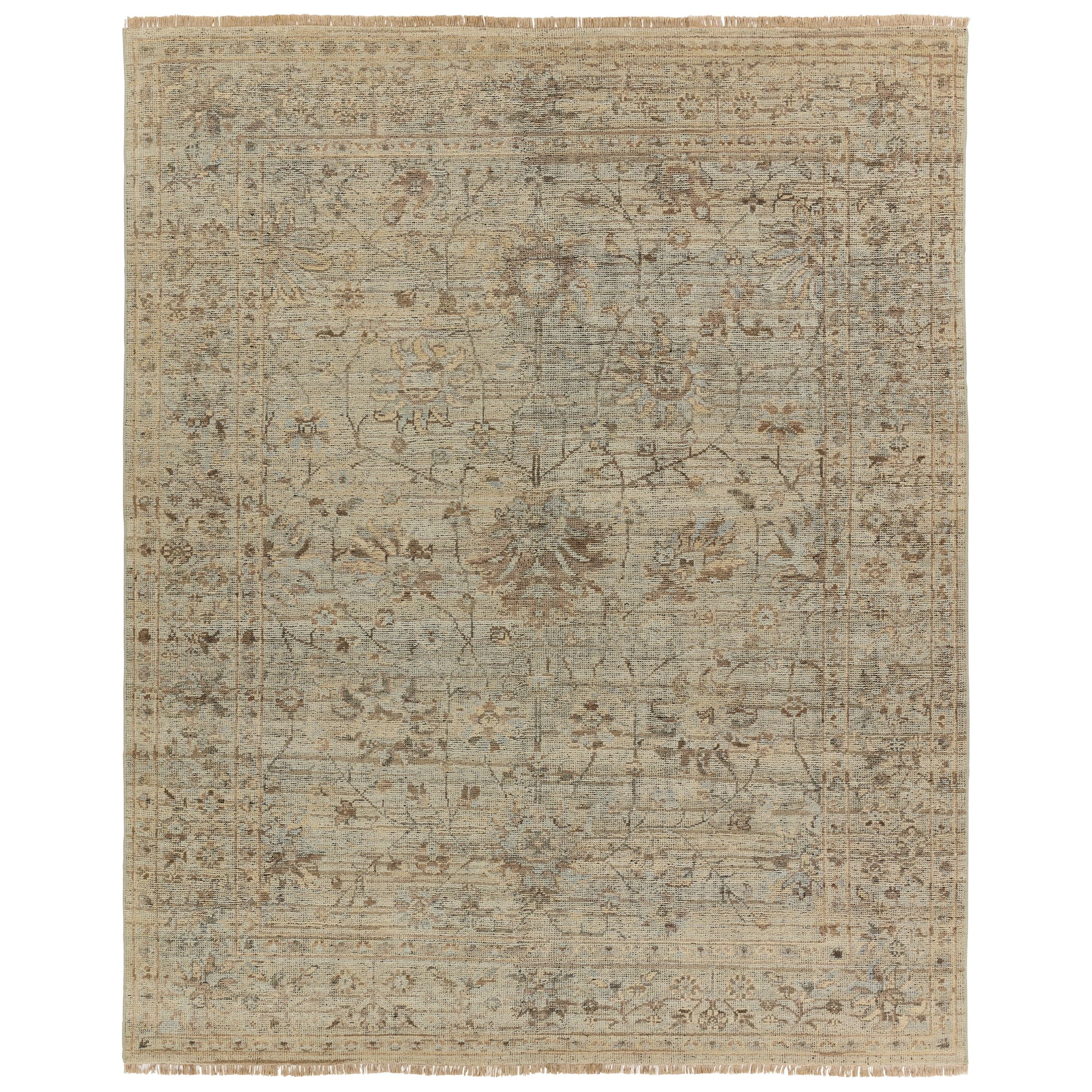 Featuring Rhapsody Tilda Hand-Knotted Rug by Jaipur Living at Amethyst Home. The Rhapsody collection features heirloom-quality designs of stunningly abrashed Old World patterns. The Tilda area rug boasts a beautifully washed floral motif with a decorative border. The green tones are accented with tan and gray hues for added depth and intrigue. This durable wool handknot anchors livin. Amethyst Home provides interior design, new construction, custom furniture, and area rugs in the Tampa metro area.