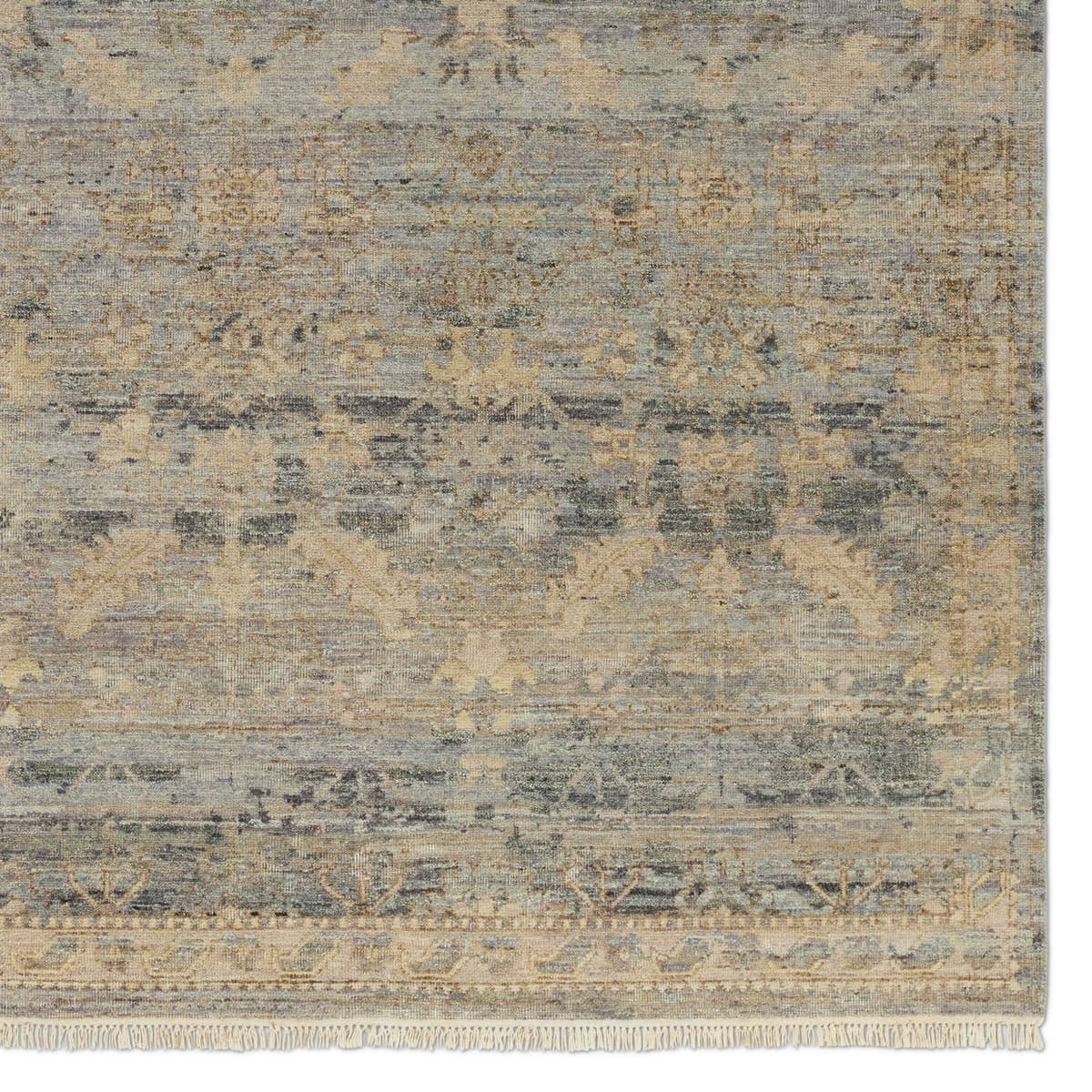 Featuring Someplace In Time Valerius Hand-Knotted Rug by Jaipur Living at Amethyst Home. Whimsical colorways combine with the opulent detail of a traditional-inspired pattern? The Someplace in Time collection represents nostalgia and progression, heritage and the contemporary. The Valerius rug features a heavily distressed trellis with a blue, beige, gray, bro. Amethyst Home provides interior design, new home construction design consulting, vintage area rugs, and lighting in the Dallas metro area.