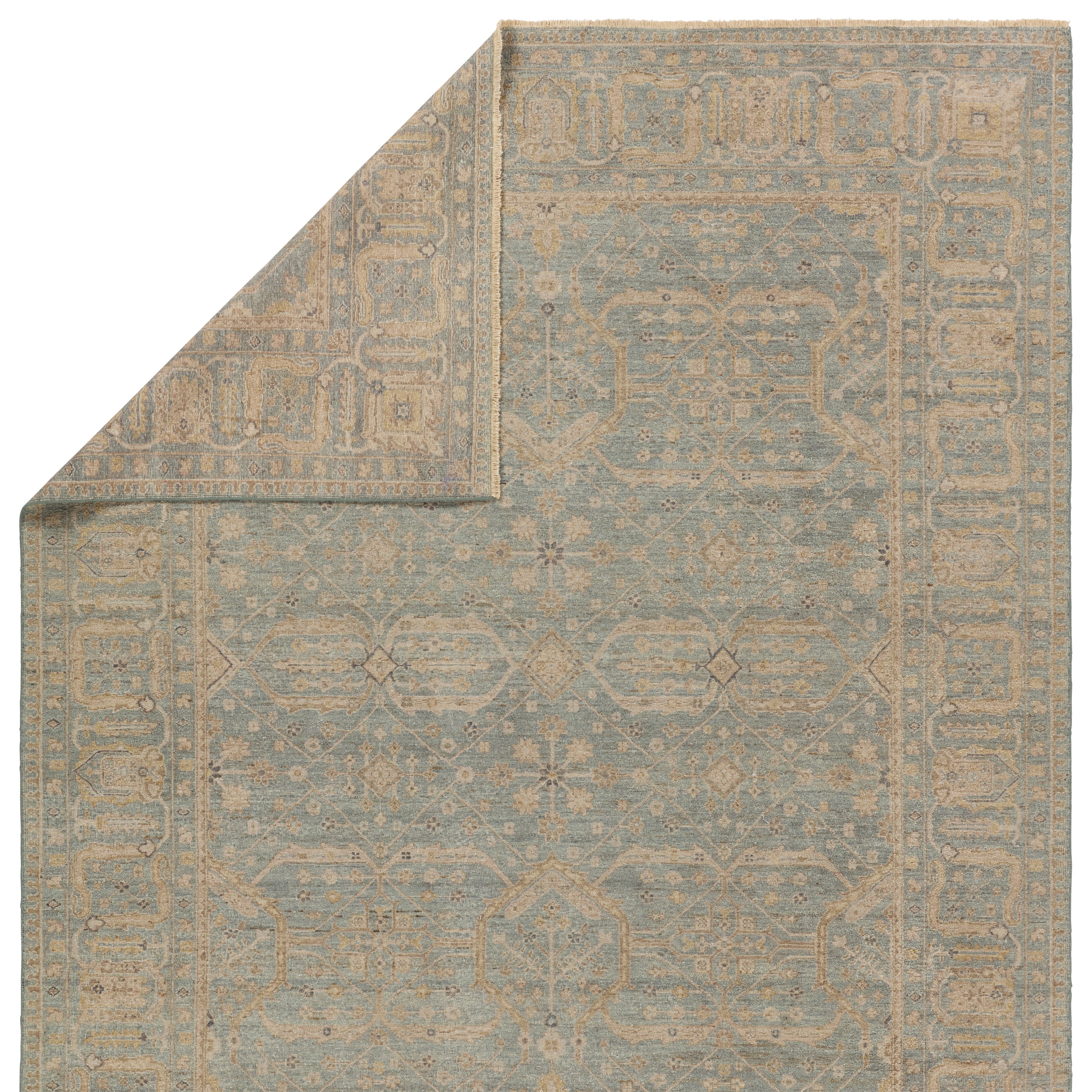 Featuring Tierzah Maison Hand-Knotted Rug by Jaipur Living at Amethyst Home. The vintage-inspired Tierzah collection features an antiqued wash and intricate traditional designs. The Maison wool rug boasts a Persian knot construction and tonal gray, tan, muted gold, and gray that grounds any space. This artisan-made rug features fringe trimmed details for a touch of global charm that. Amethyst Home provides interior design, new construction, custom furniture, and area rugs in the Dallas metro area.