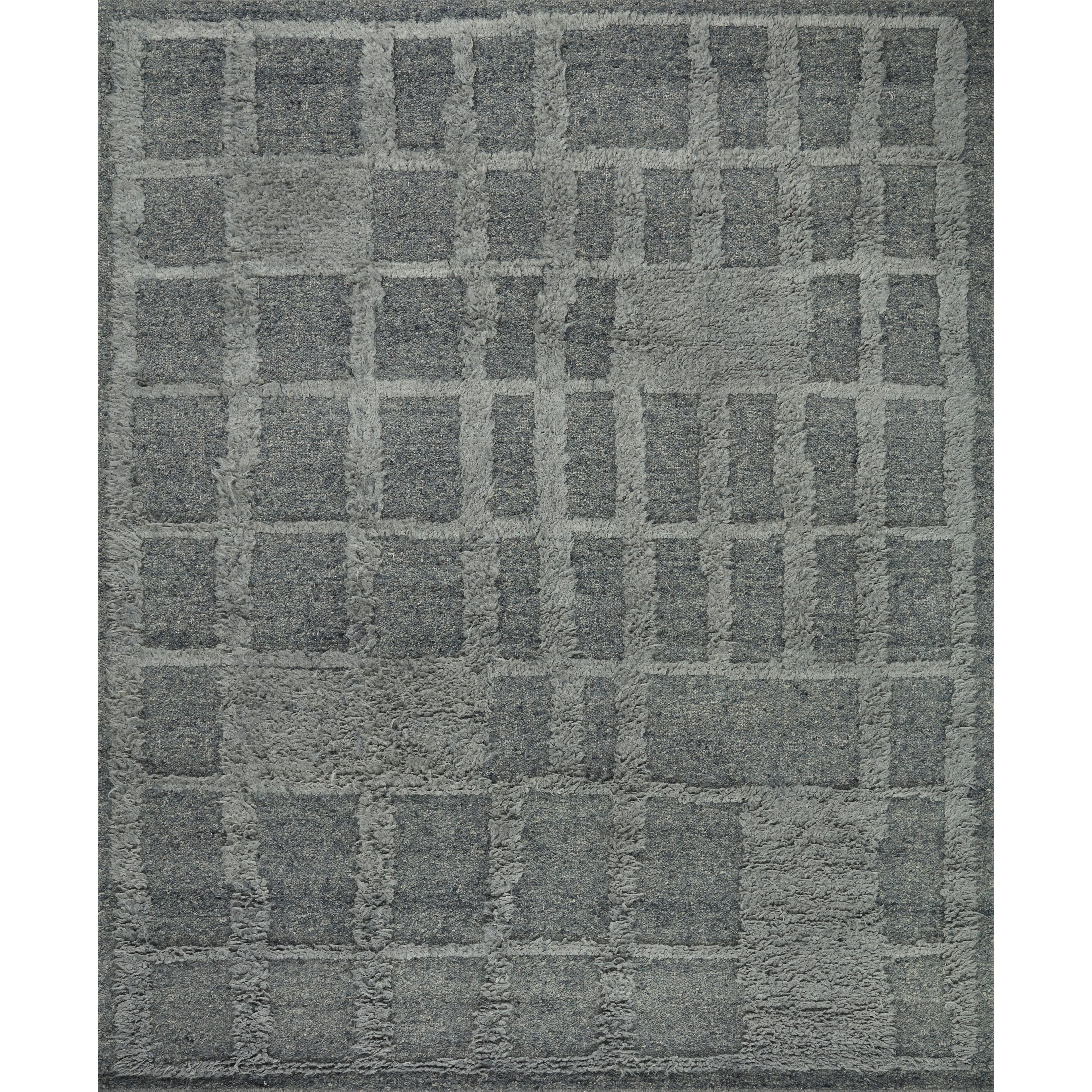 Featuring Cassian Denim Rug by Loloi at Amethyst Home. The Cassian Denim Rug is a hand-woven wool and cotton area rug with an asymmetrical gridded pattern and high-low texture. The rug’s higher, shaggy pile takes cues from Moroccan designs, while the neutral colors and natural materials make it a cozy addition to any space, especially living rooms and den. Amethyst Home provides interior design, new home construction design consulting, vintage area rugs, and lighting in the Kansas City metro area.