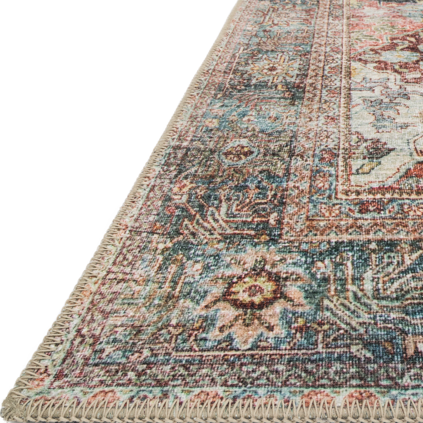 Featuring Loren Brick/Multi Rug by Loloi at Amethyst Home. The Loren Brick/Multi area rug from Loloi captures the spirit of a one-of-a-kind vintage or antique area rug. You will love this rug because the rug is: 
Perfect for families with kids and pets
Very easy to clean and maintain
Comes in big area rug sizes and as cute kitchen and hallway runners
Looks gorgeous with the intric. Amethyst Home provides interior design, new construction, custom furniture, and rugs for the Kansas City metro area.