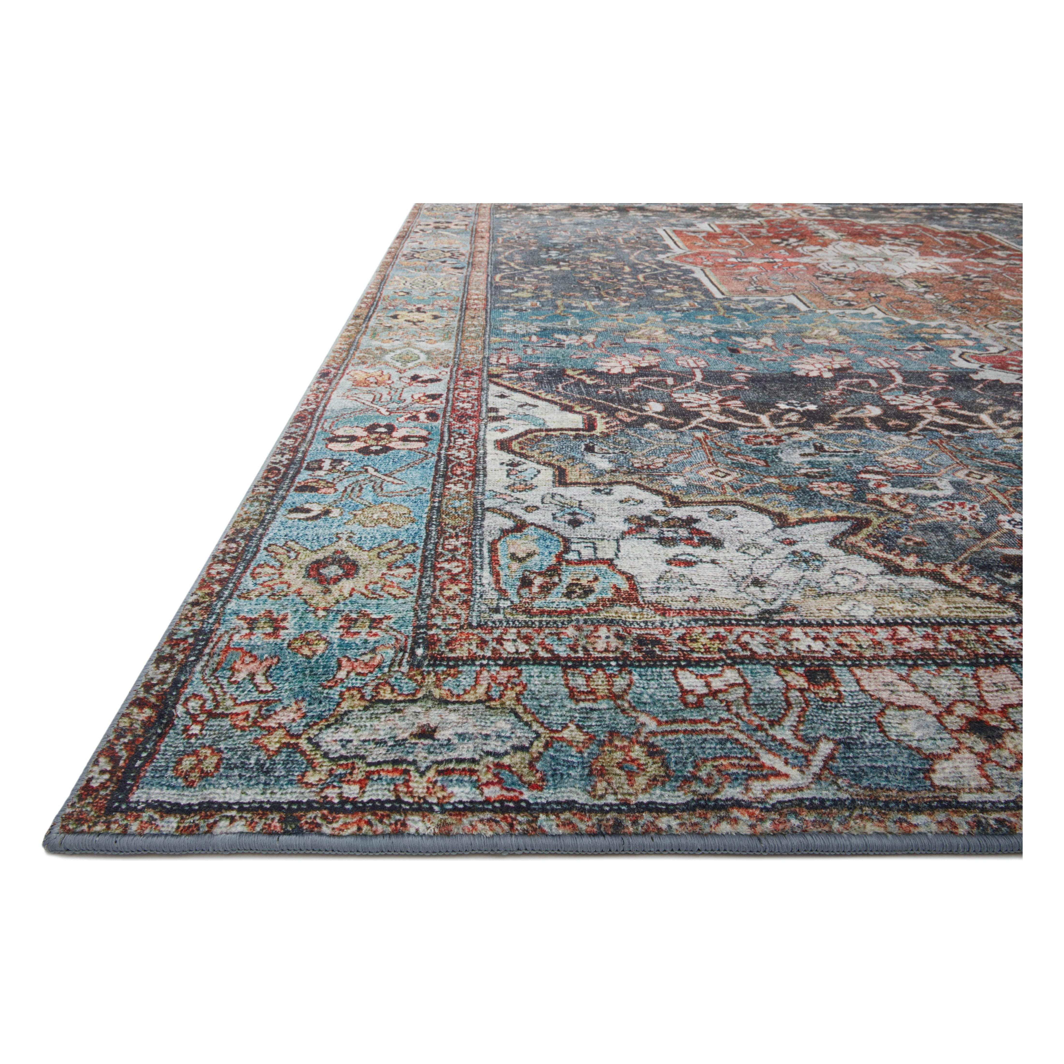 Featuring Margot Ocean / Brick Rug by Loloi at Amethyst Home. Easy on the eyes, comfortable on the feet. Our first collection with CloudPile™, the Margot Collection marries the luxurious feel of a plush pile with the affordability of a printed rug. Margot features timeless and classic designs, in an incredibly plush, cloud-like texture that you can't wait to sink your feet into.Power Loome. Amethyst Home provides interior design, new construction, custom furniture, and rugs for Portland metro area