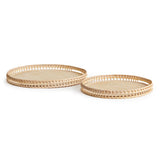 In a woven rattan with a fresh whitewash finish, these substantial, coastal-inspired trays are a welcomed accent in any setting. Perfect for coffee table or ottoman to create a base for a stunning vignette. Amethyst Home provides interior design, new construction, custom furniture, and area rugs in the Houston metro area.