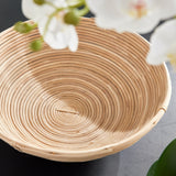 This oversized low bowl cane rattan set of two are stacked, not woven creating a more substantial basket. With a light and refined look, cane rattan is at home in the modern to transitional space. Amethyst Home provides interior design, new construction, custom furniture, and area rugs in the Alpharetta metro area.
