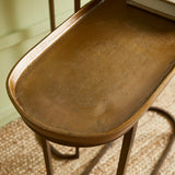 Nested console… what a concept! In an electroplated cast aluminum top and iron legs, these two pieces fit together nicely, or can be separated to accommodate your layout. Innovative and beautiful, indeed. Amethyst Home provides interior design, new construction, custom furniture, and area rugs in the Houston metro area.