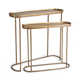 Nested console… what a concept! In an electroplated cast aluminum top and iron legs, these two pieces fit together nicely, or can be separated to accommodate your layout. Innovative and beautiful, indeed. Amethyst Home provides interior design, new construction, custom furniture, and area rugs in the Miami metro area.
