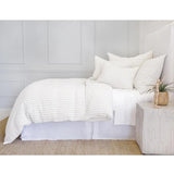 Our Blake Collection features an interwoven stripe texture, giving a modern refresh to a traditional stripe. Our duvet cover and shams are hand-loomed by artisans and the linen is washed for a relaxed lived-in look.The mélange of textures within this woven bedding elevates your space into a sophisticated, yet relaxing retreat. Amethyst Home provides interior design, new home construction design consulting, vintage area rugs, and lighting in the Tampa metro area.