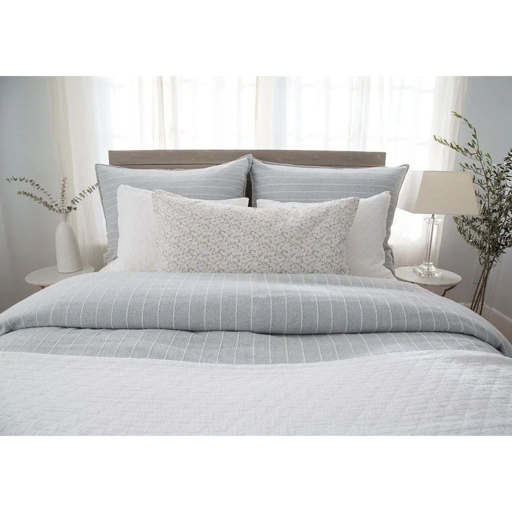 Soft and relaxed, the Henley is heavyweight cotton with a finely hand loomed texture and a thin interwoven stripe pattern. It creates a clean and casual look for your bedroom. Made of 100% heavyweight cotton, featuring shell-button closures. Amethyst Home provides interior design, new home construction design consulting, vintage area rugs, and lighting in the Dallas metro area.